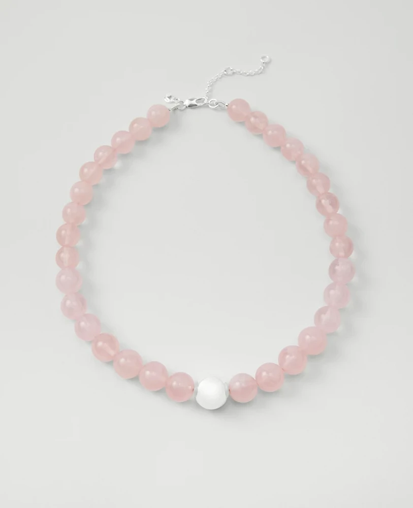 Ann Taylor Stone Ball Statement Necklace Pink Peony Women's