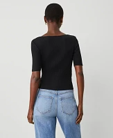 Ann Taylor Petite Crossover Neck Top Size 2XS Black Women's