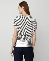 Ann Taylor Petite Striped Bias Cap Sleeve Top Size 2XS White/Black Multi Women's