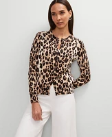 Ann Taylor Animal Print Cardigan _Black Women's