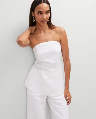Ann Taylor Strapless Linen Blend Tunic Top Size Large White Women's