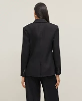 Ann Taylor The Notched Two Button Fitted Blazer Linen Blend Black Women's