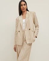 Ann Taylor The Petite Double Breasted Blazer Pinstripe Sandstorm Women's