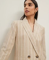 Ann Taylor The Petite Double Breasted Blazer Pinstripe Sandstorm Women's