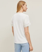 Ann Taylor Lace Trim Mixed Media Top Women's
