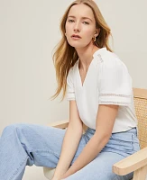 Ann Taylor Lace Trim Mixed Media Top Women's