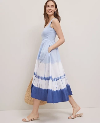 Ann Taylor Weekend Collection Strappy Flare Midi Dress Zephyr Blue Women's