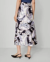 Ann Taylor Paisley Satin Bias Slip Skirt Night Sky Women's