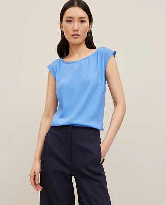 Ann Taylor Sleeveless Crew Neck Top Maritime Blue Women's
