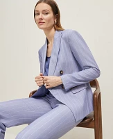 Ann Taylor The Double-Breasted Cutaway Blazer in Pinstripe Size 10 Velvet Morning Women's