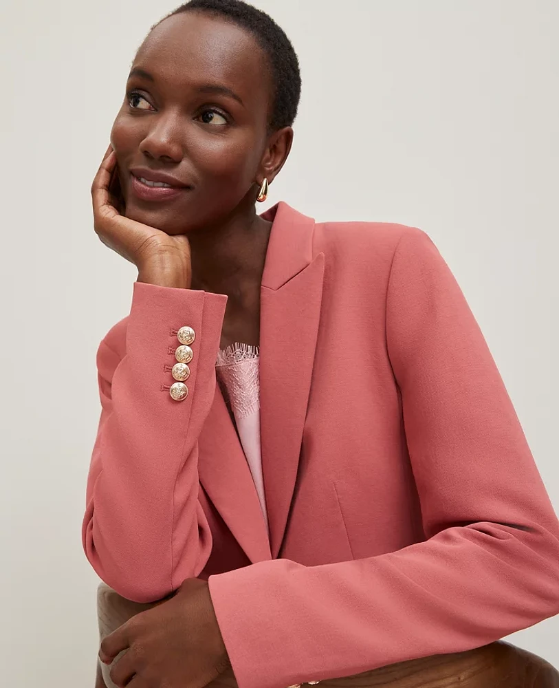 Ann Taylor Petite Fitted Blazer in Crinkle Crepe Size 0 Burnt Mauve Women's
