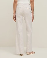 Ann Taylor The Straight Trouser Pant Striped Seersucker Cappuccino Tan Women's