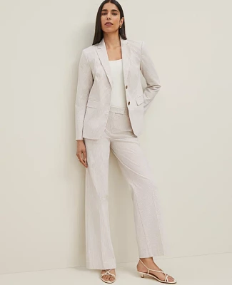 Ann Taylor The Straight Trouser Pant Striped Seersucker Cappuccino Tan Women's