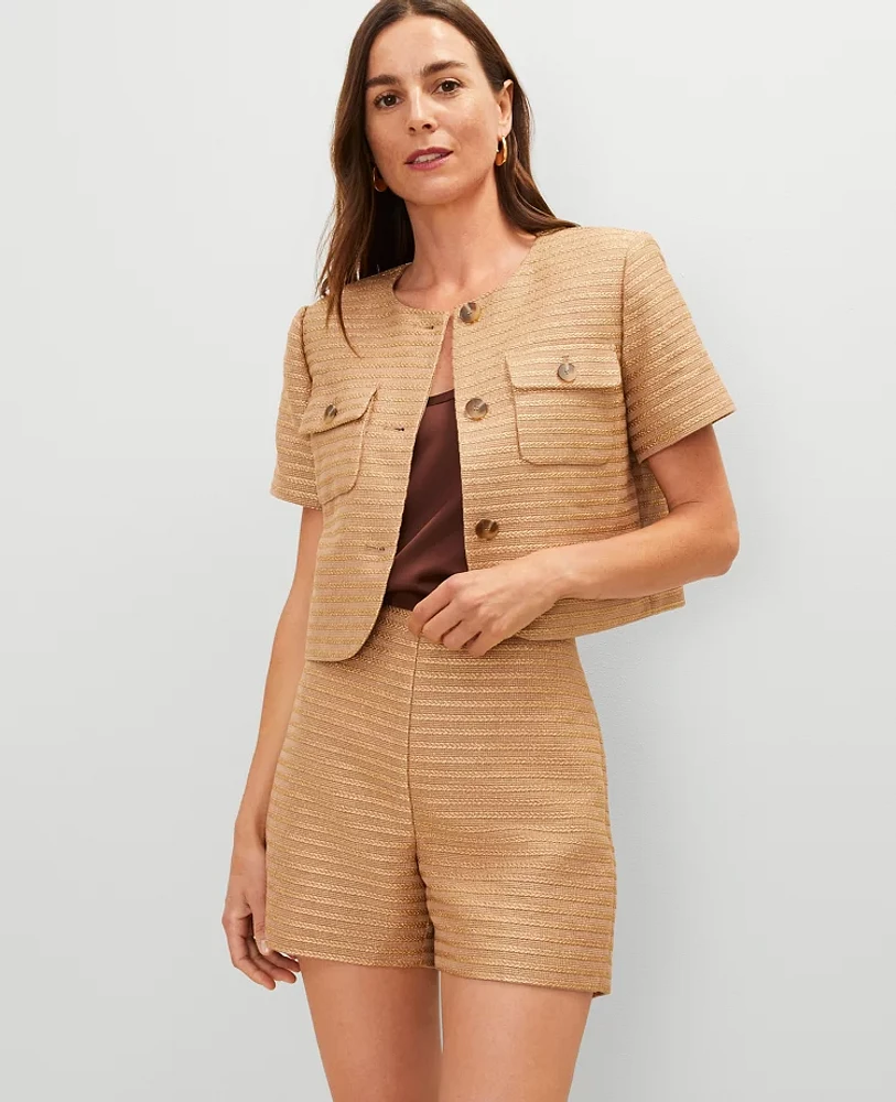 Ann Taylor Metallic Tweed Jacket Karat Gold Women's
