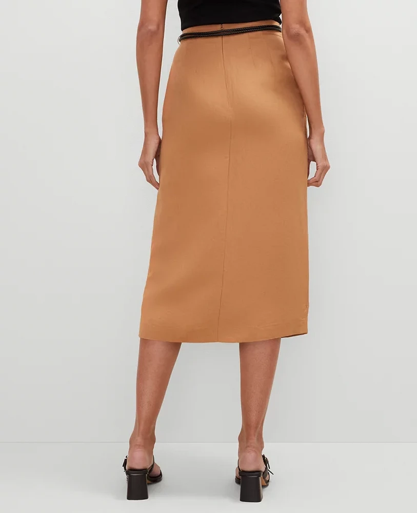 Ann Taylor Petite Belted Wrap Skirt Pecan Women's