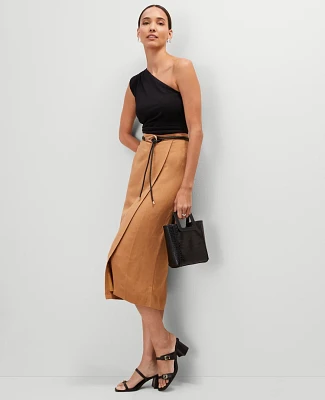 Ann Taylor Petite Belted Wrap Skirt Pecan Women's