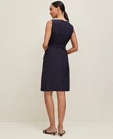 Ann Taylor Petite Belted Square Neck Pocket Dress Women's