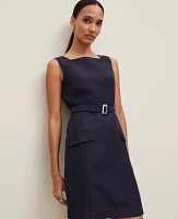 Ann Taylor Petite Belted Square Neck Pocket Dress Women's