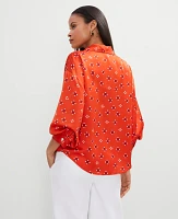 Ann Taylor Petite Geo Blouson Sleeve Shirt Red Pepper Women's