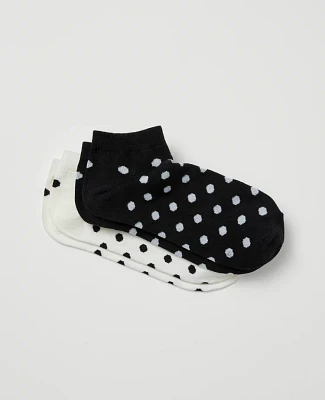 Ann Taylor Polka Dot Ankle Sock Set Black Women's