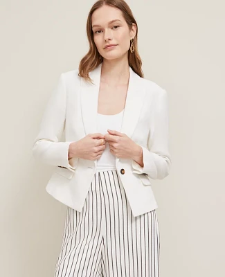 Ann Taylor Petite Piqué Fitted Blazer Size 12 White Women's