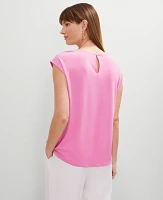 Ann Taylor Petite Pleated Crew Neck Top Women's