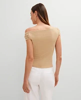 Ann Taylor Petite Metallic Asymmetric Top Neutral Women's