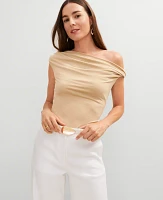Ann Taylor Petite Metallic Asymmetric Top Neutral Women's
