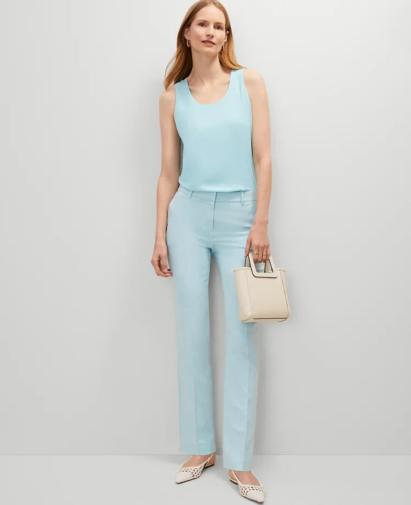 Ann Taylor The Petite Sophia Straight Pant in Texture Size 8 Gulf Stream Blue Women's