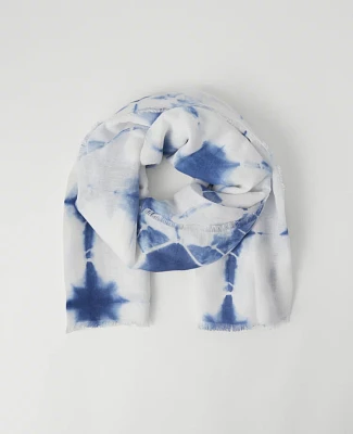 Ann Taylor Weekend Collection Dip Dye Linen Blend Scarf Zephyr Blue Women's