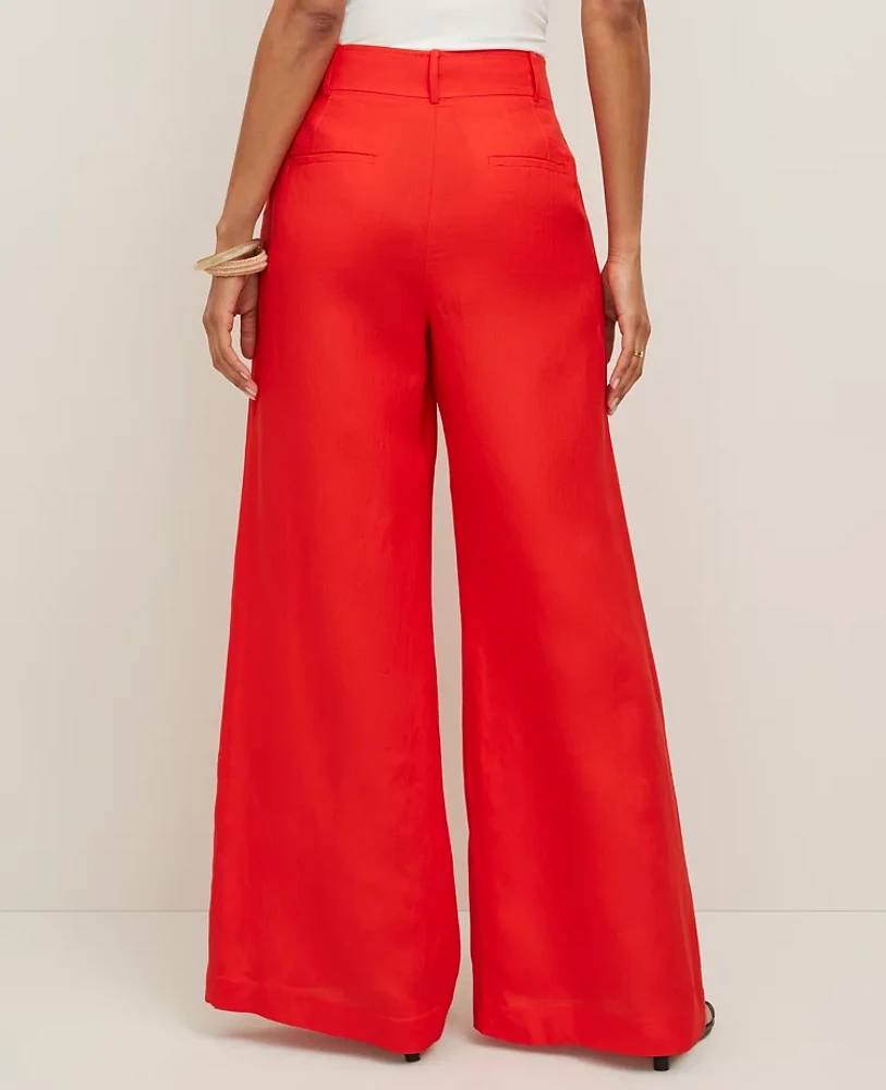 Ann Taylor The Petite Statement Palazzo Pant in Linen Blend Size 4 Fiery Red Women's