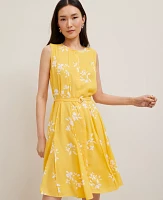 Ann Taylor Floral Belted Flare Dress Size 2 Mimosa Women's