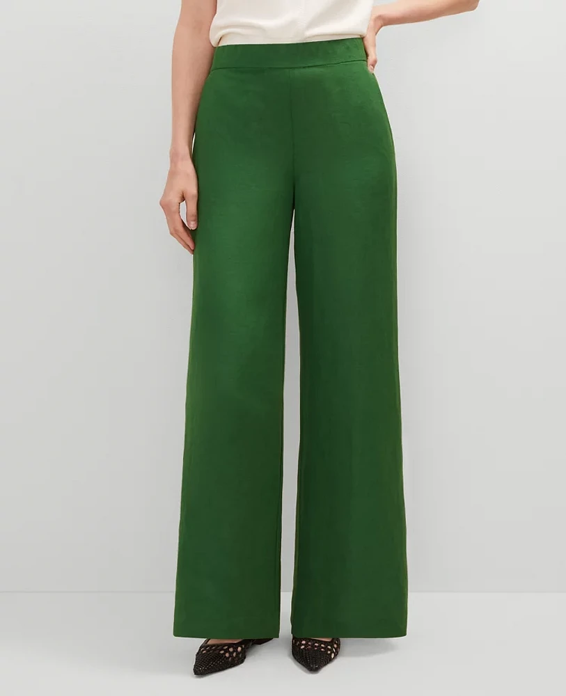 Ann Taylor The Tall Palazzo Pant in Linen Blend Size Medium Leafy Green Women's