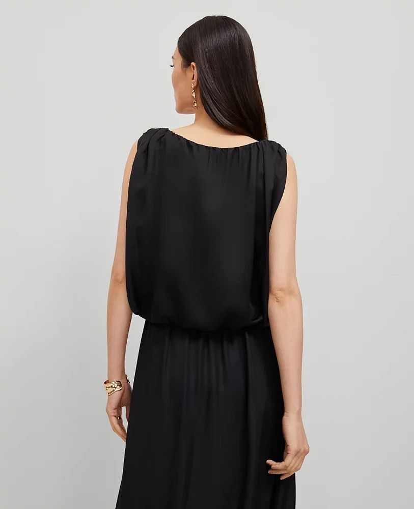 Ann Taylor Petite Bubble Hem Tank Top Black Women's