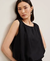 Ann Taylor Petite Bubble Hem Tank Top Black Women's
