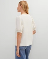 Ann Taylor V-Neck Popover Top Winter White Women's