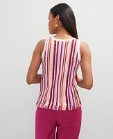 Ann Taylor Petite Fringe Striped Shell Top Red Pepper Women's