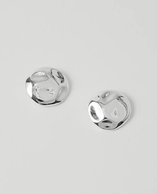 Ann Taylor Textured Metal Disc Stud Earrings Silvertone Women's