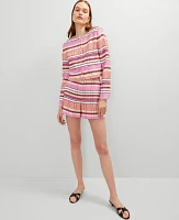 Ann Taylor The Petite Side-Zip Short Tweed Neutral/Red Multi Women's
