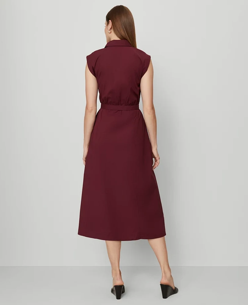 Ann Taylor Belted Flare Midi Shirtdress Women's