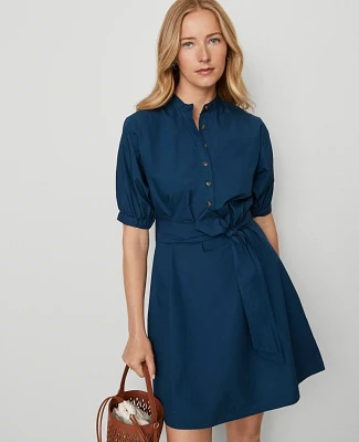 Ann Taylor Weekend Collection Stand Collar Belted Dress Moonlit Backdrop Women's