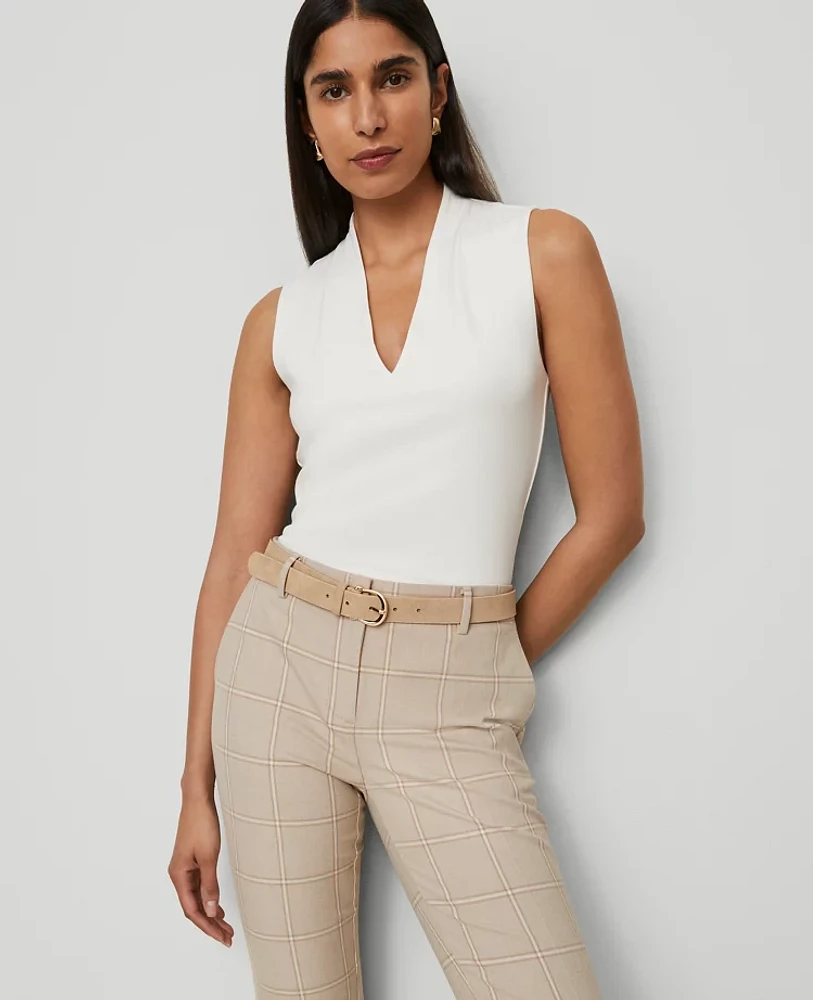Ann Taylor Sleeveless V-Neck Top Winter White Women's