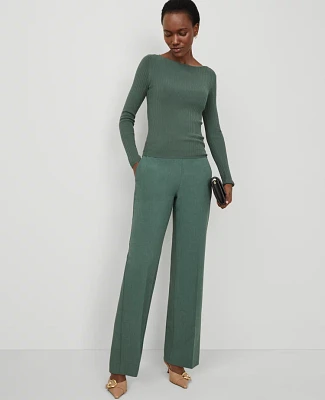 Ann Taylor The Petite Side-Zip Straight Pant Bi-Stretch Dried Cilantro Women's