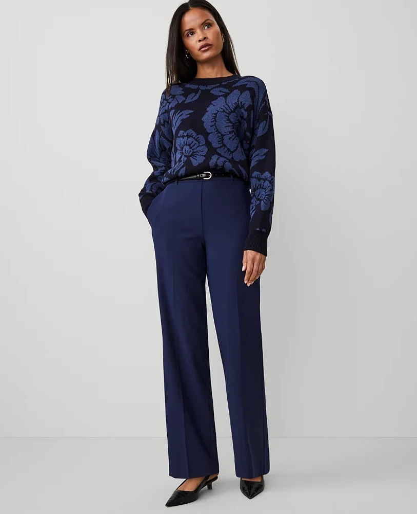 Ann Taylor The Petite Side-Zip Straight Pant in Bi-Stretch Size 2 Pure Sapphire Women's