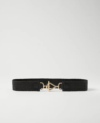 Ann Taylor Straw Stretch Belt Size M/L Black Women's