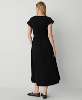 Ann Taylor Weekend Collection Belted Knit Midi Dress Black Women's