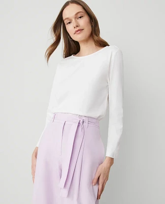 Ann Taylor Crew Neck Top White Women's