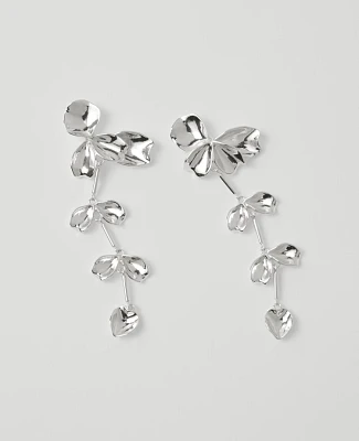 Ann Taylor Metal Flower Drop Earrings Silvertone Women's