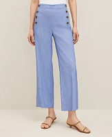 Ann Taylor The Sailor Grace Straight Pant Linen Blend Blue Grotto Women's