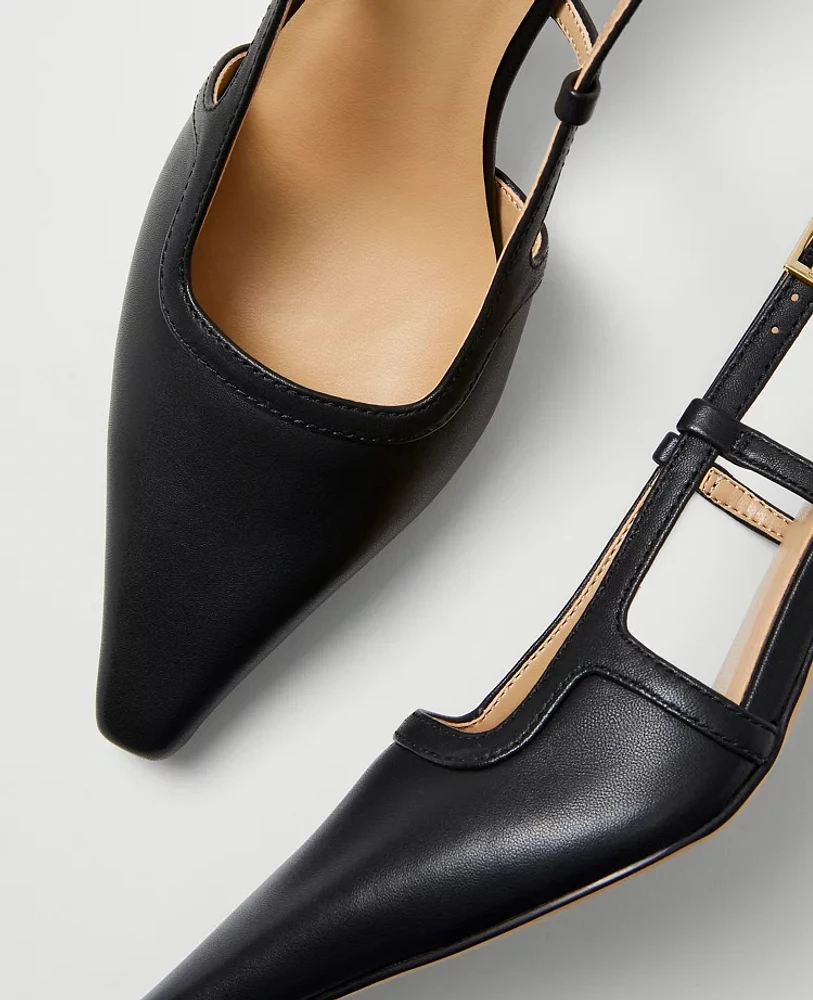 Ann Taylor Leather Nip Toe Slingback Pumps Women's